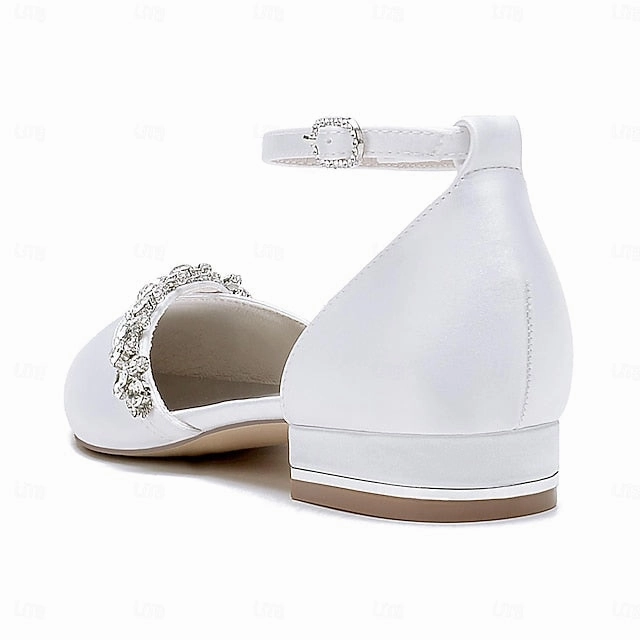 Flats Elegant Women's Toe White Pointed Wedding Satin 