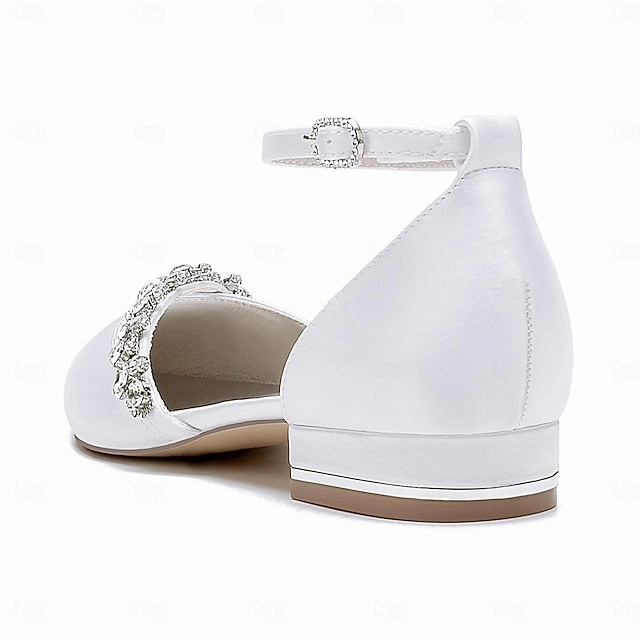 Flats Elegant Women's Toe White Pointed Wedding Satin 