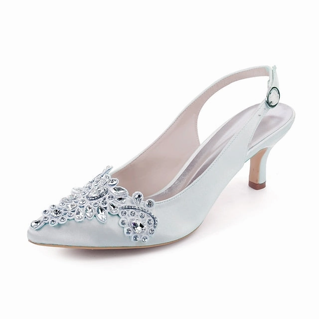 for Slingback Beige Women Embellishment - Heels Crystal with