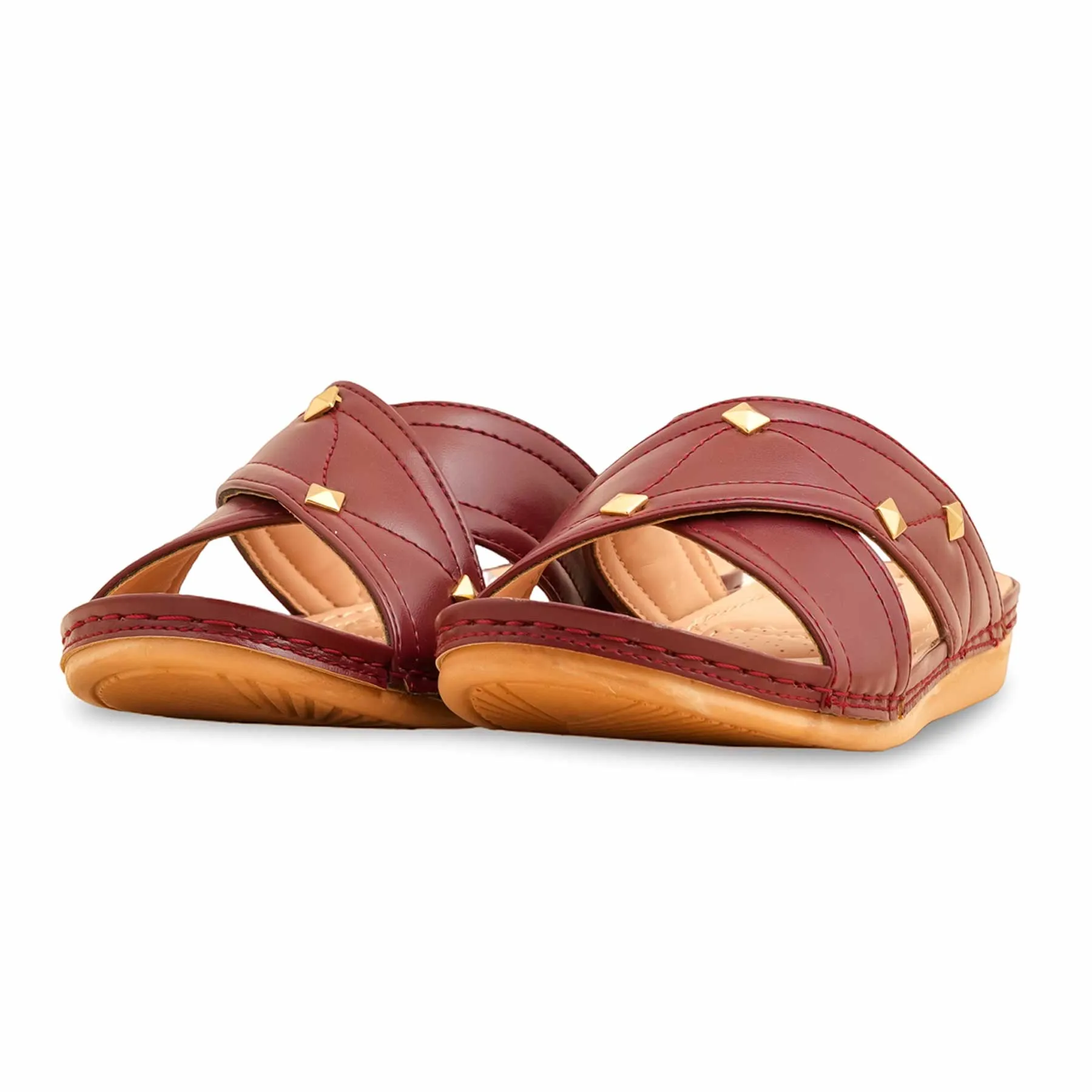 Maroon Formal Slipper PU0539 Slippers Flower