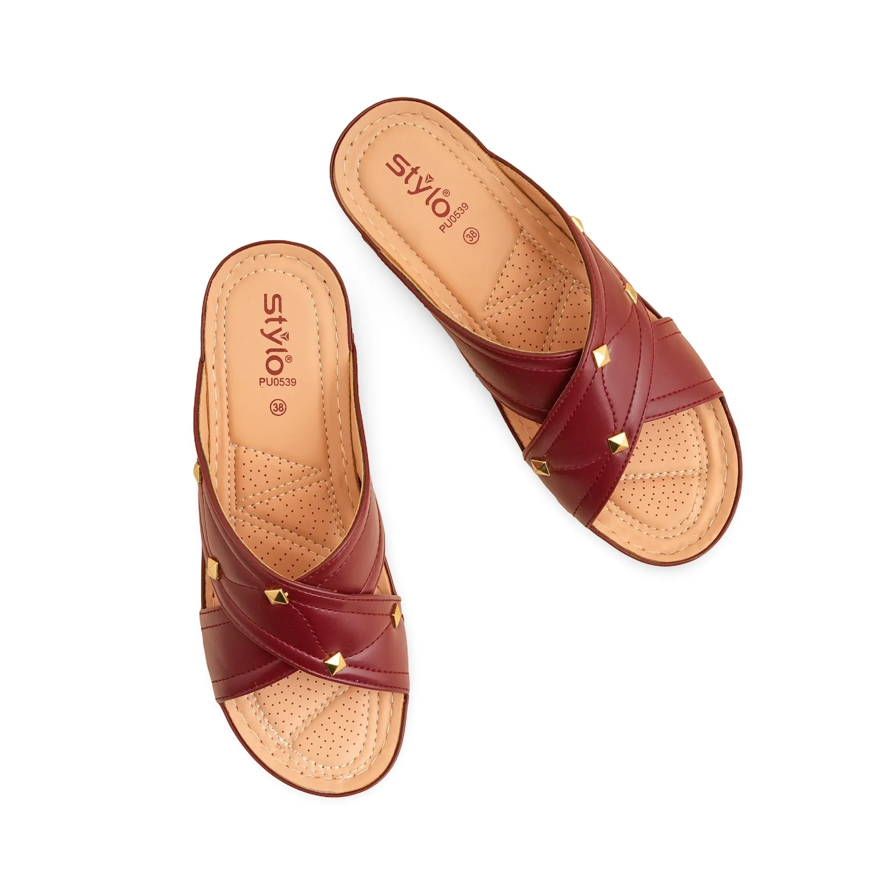 Heart Slippers Maroon Formal Slipper PU0539