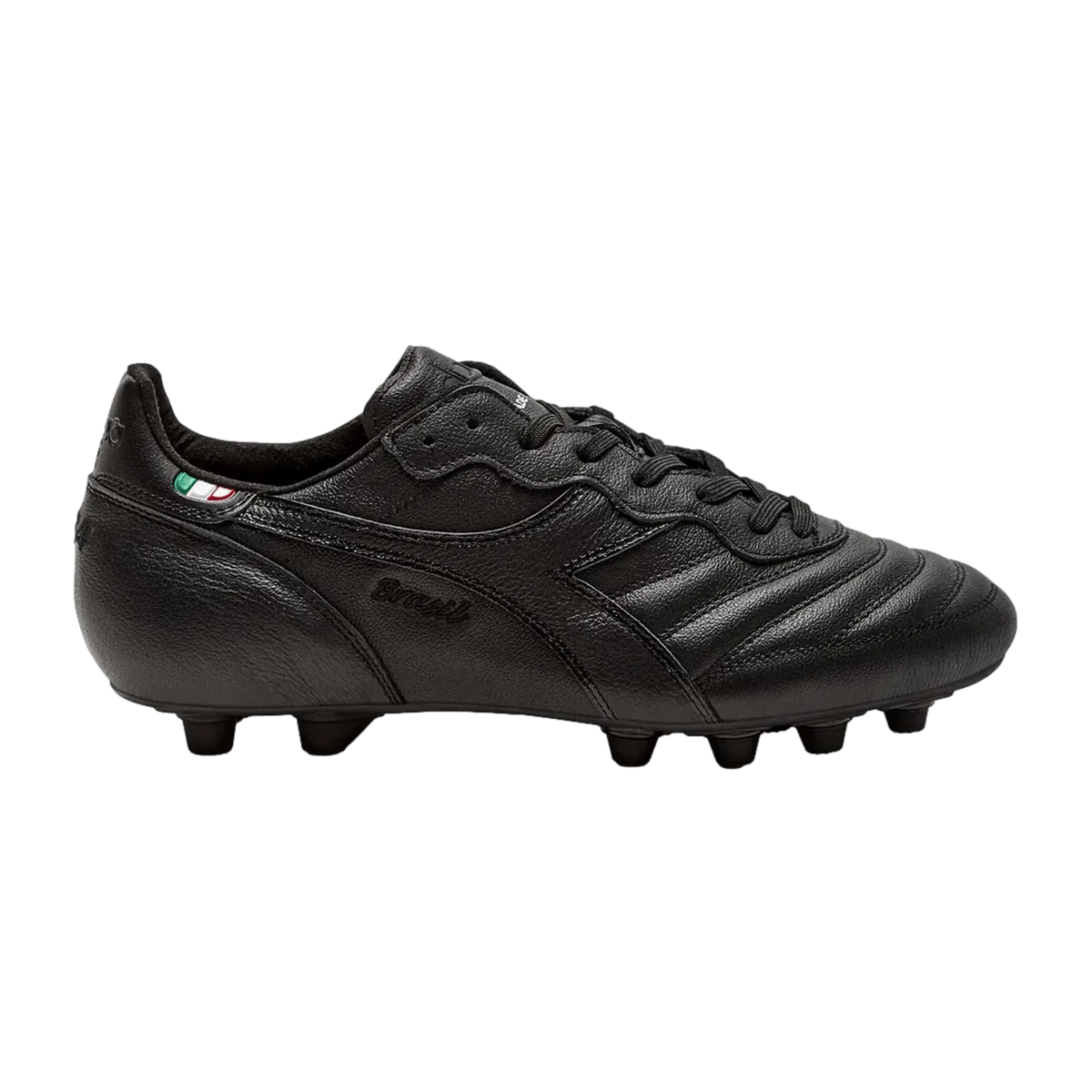 Diadora Brasil Italy OG LT  MDU Firm Ground Soccer Cleats Black Soccer And Football Cleats