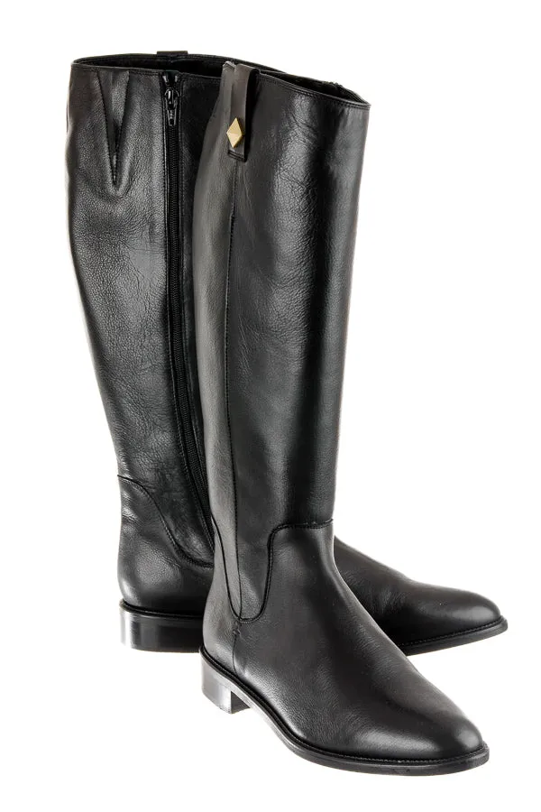 Plus Size Knee Boots Don Gold Dot Black