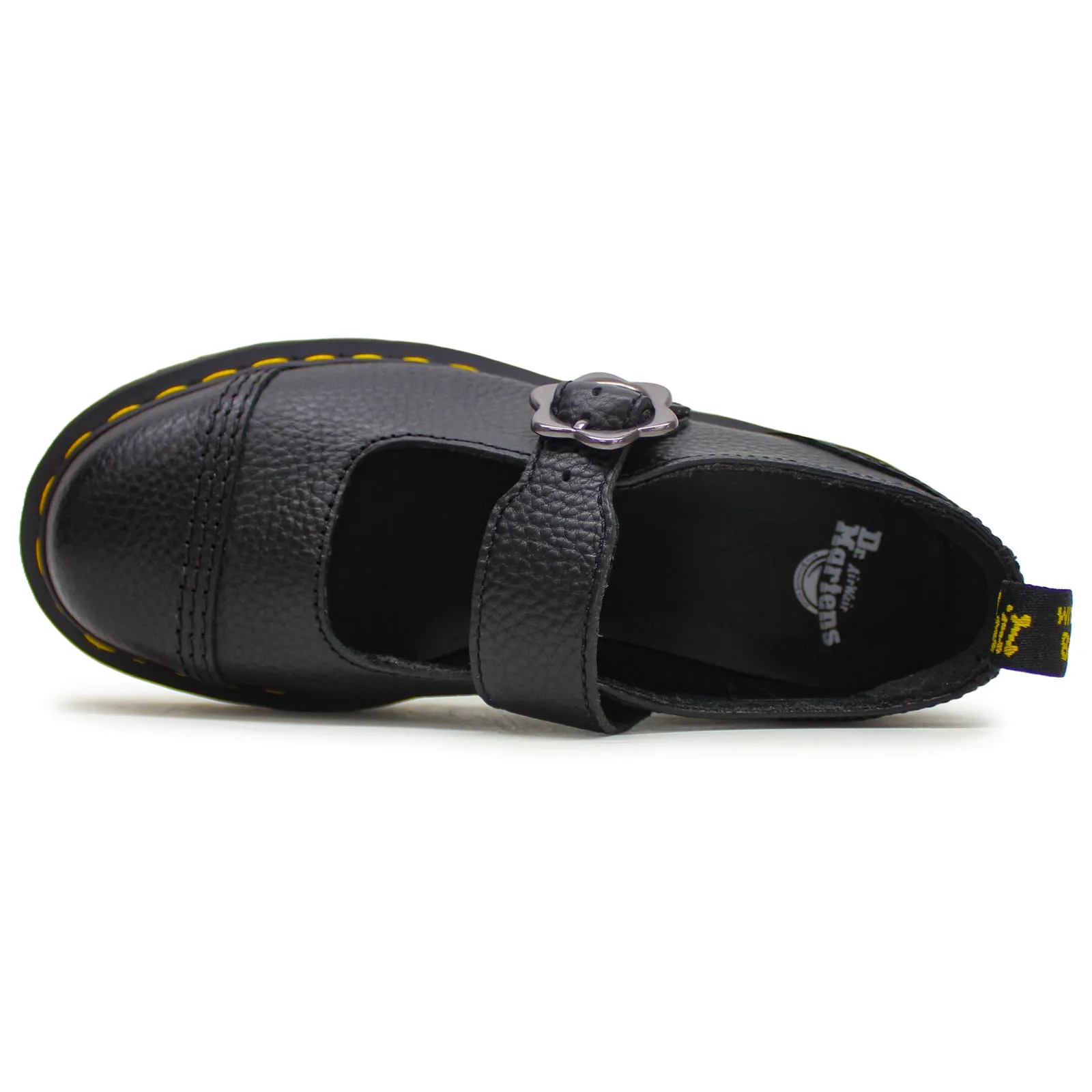 Casual Summer Dress Shoes Dr. Martens Addina Flower Milled Nappa Leather Women's Casual Black Shoes