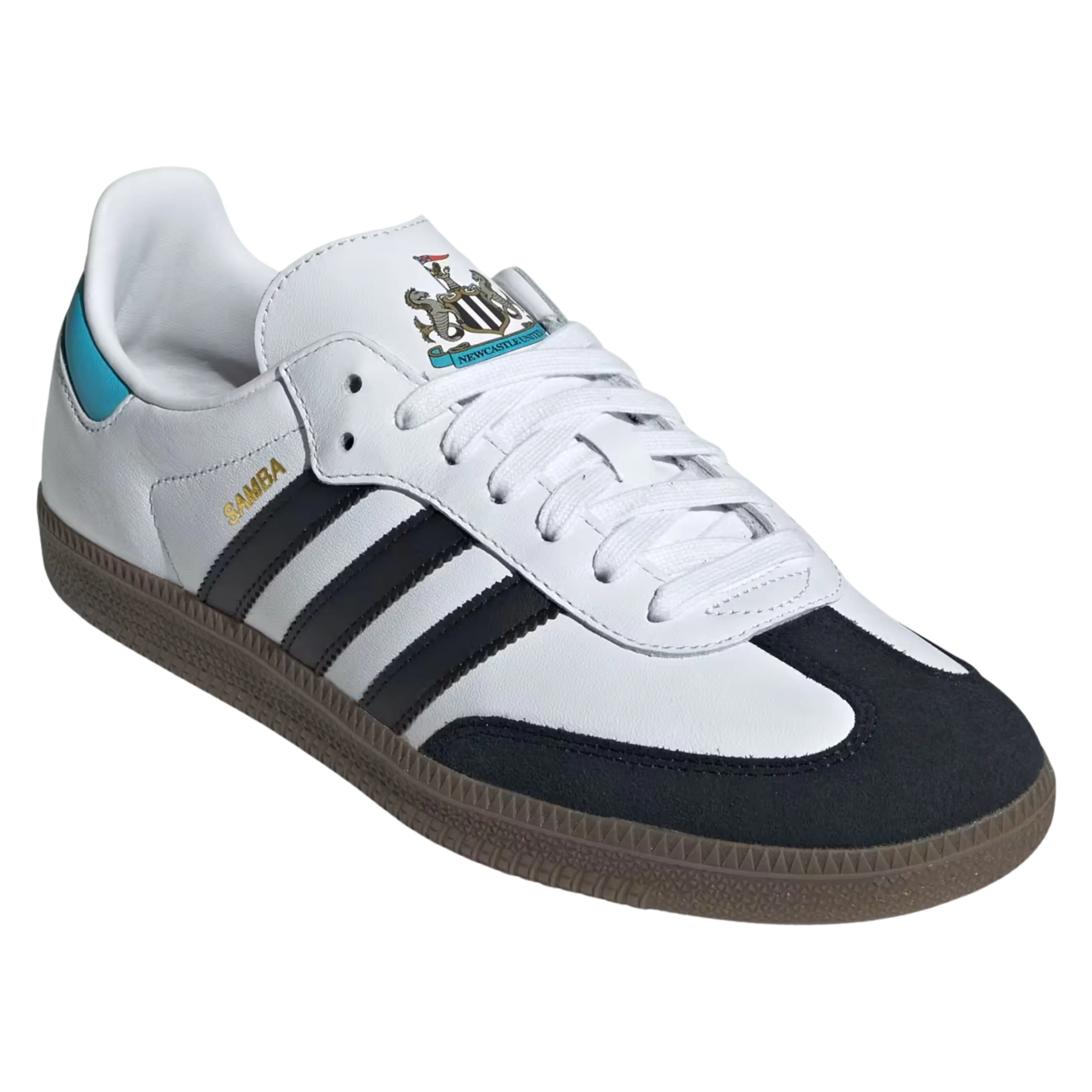 adidas Newcastle United Samba Soccer Shoes (White/Black/Sky Rush) Forward Soccer Cleats