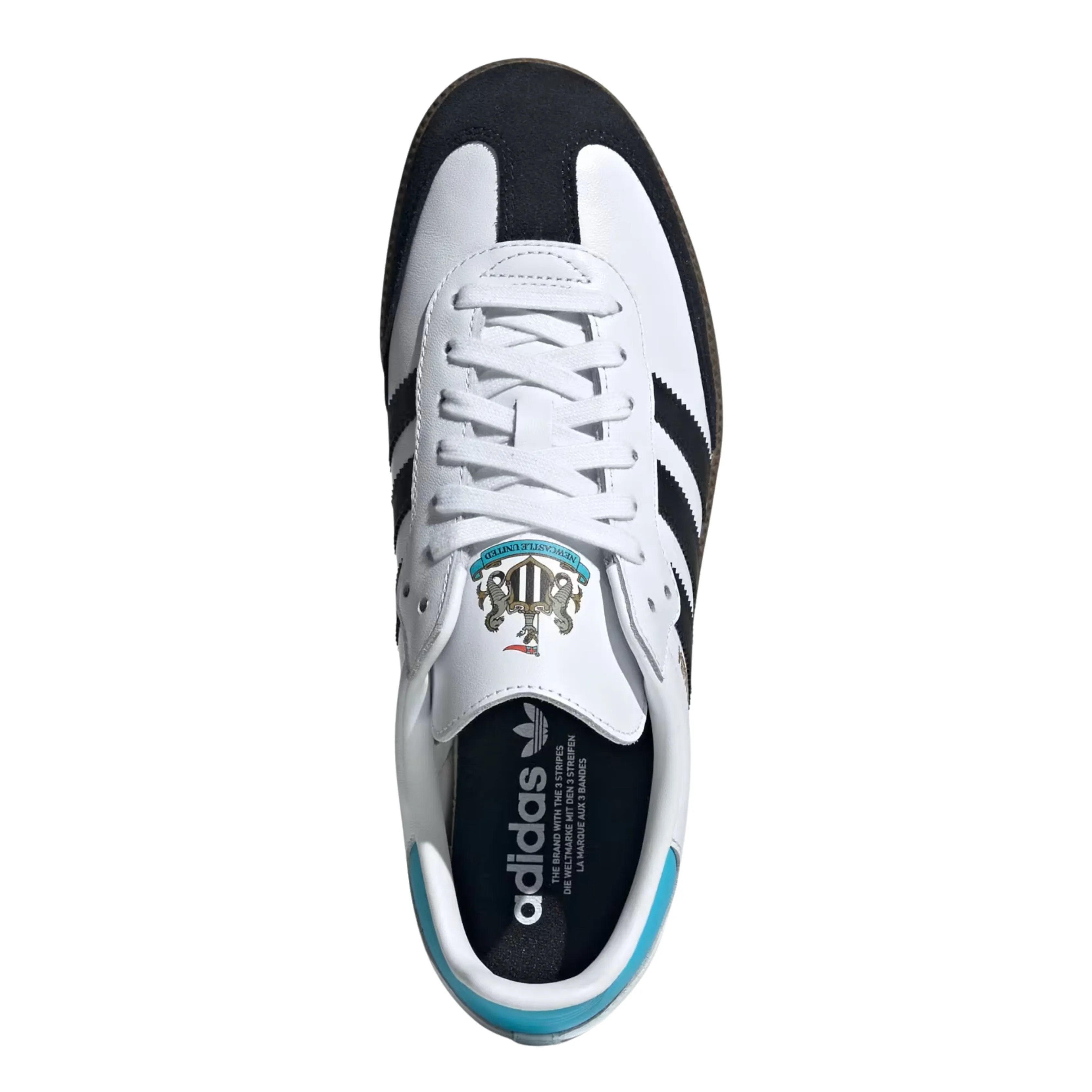 Predator Elite Laceless Soft Ground Soccer Cleats adidas Newcastle United Samba Soccer Shoes (White/Black/Sky Rush)