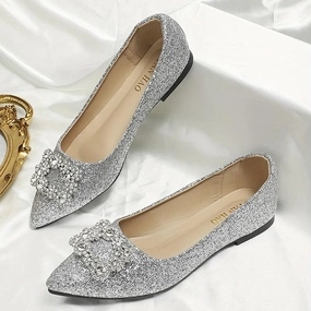 Glitter Silver Embellished Rhinestone Flats Women's with New Balance Feminino
