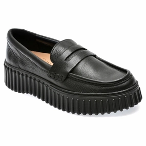 Clarks Torhill Penny Leather Women's Slip On Black Shoes Church's Shoes Loafers