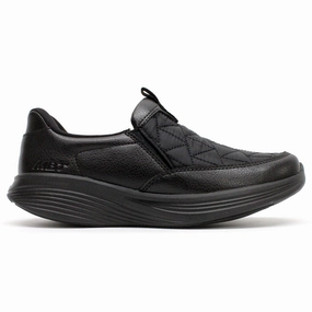 Loafers Station Albany Oregon MBT SF-3000 Leather Textile Women's Black Black Loafers Shoes