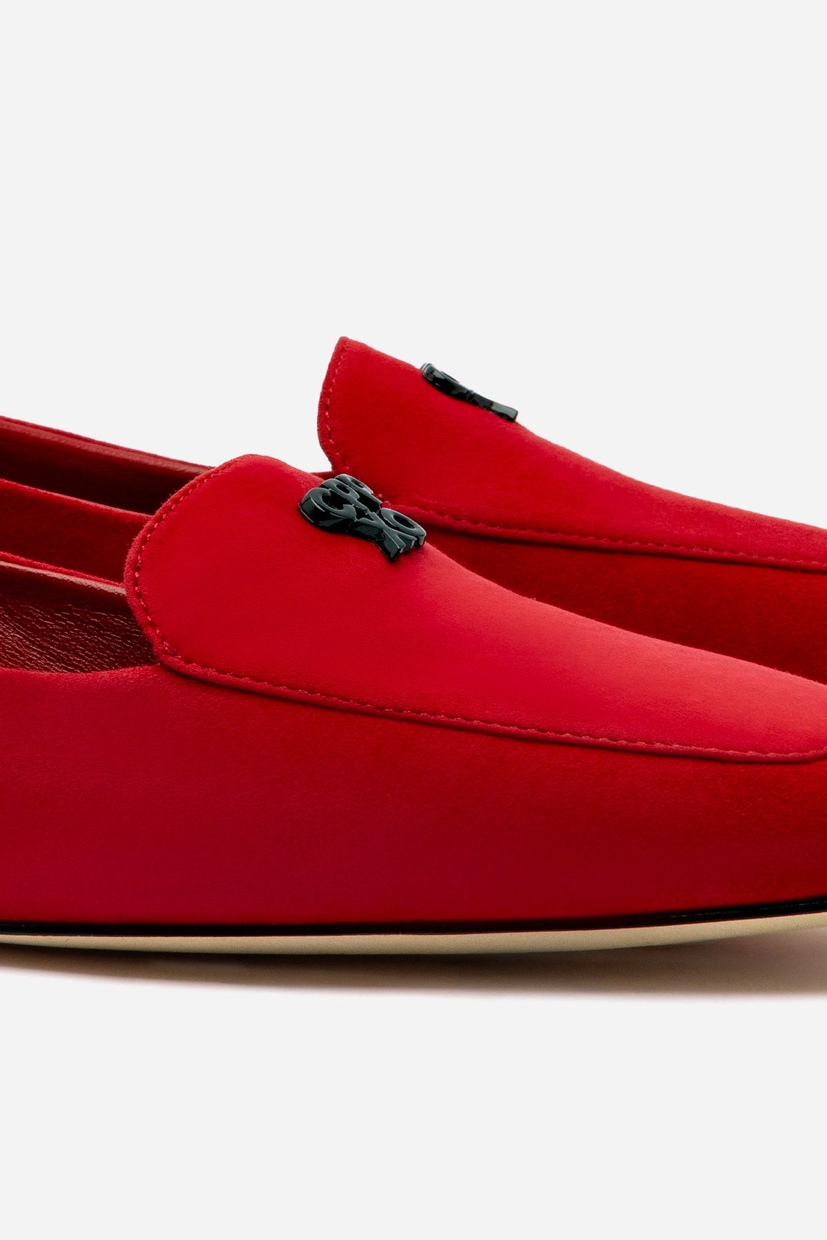 Larroud x CPPXO Loafer In Scarlet Leather Navy Penny Loafers