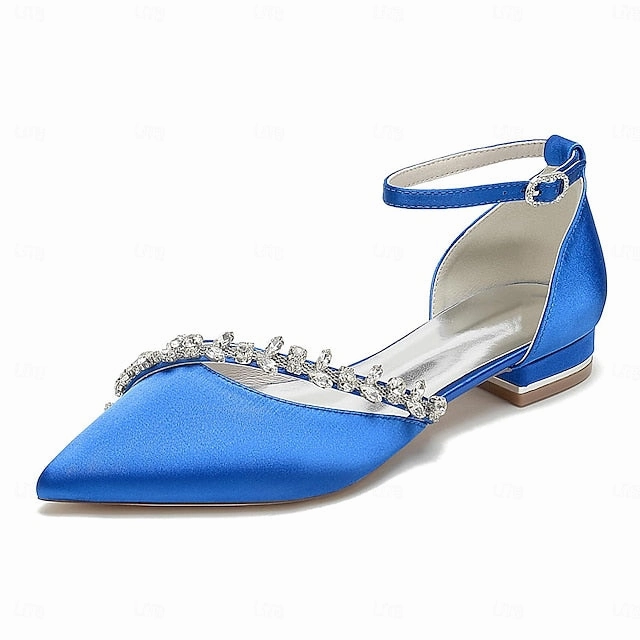 Elegant White Flats Wedding Pointed  Toe Women's Satin