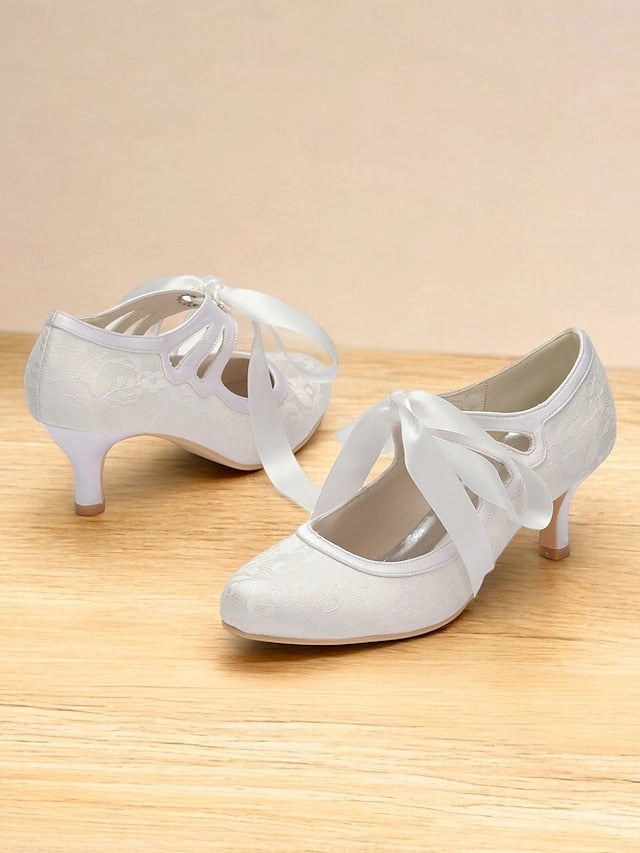 Pumps Lace White - Bridal Ribbon Ties Vintage Elegant with Satin New Balance Leopard 327