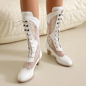 Outlet New Balance White with Women's Lace Victorian-Style Lace-Up Boots