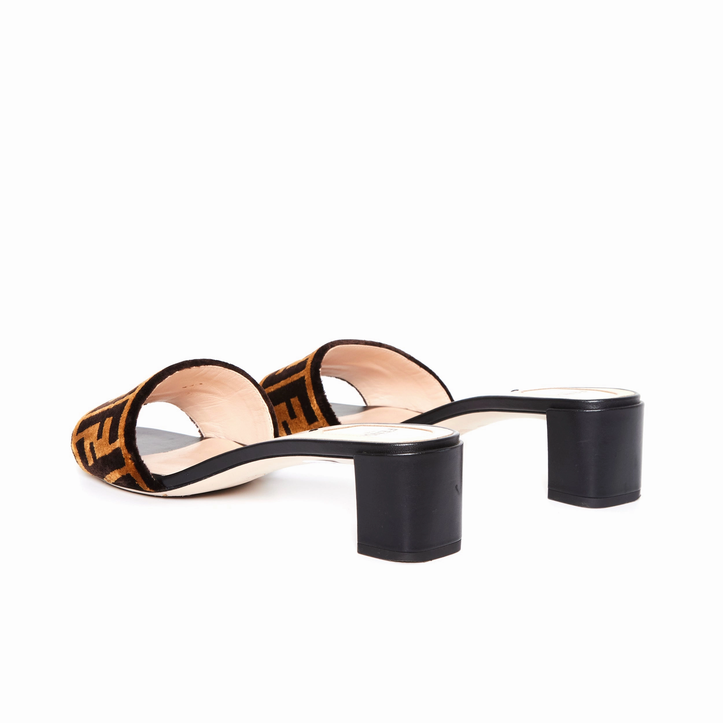 FENDI Bronze Tobacco Zucca Velvet Slip On Mules New Balance Orange Mens