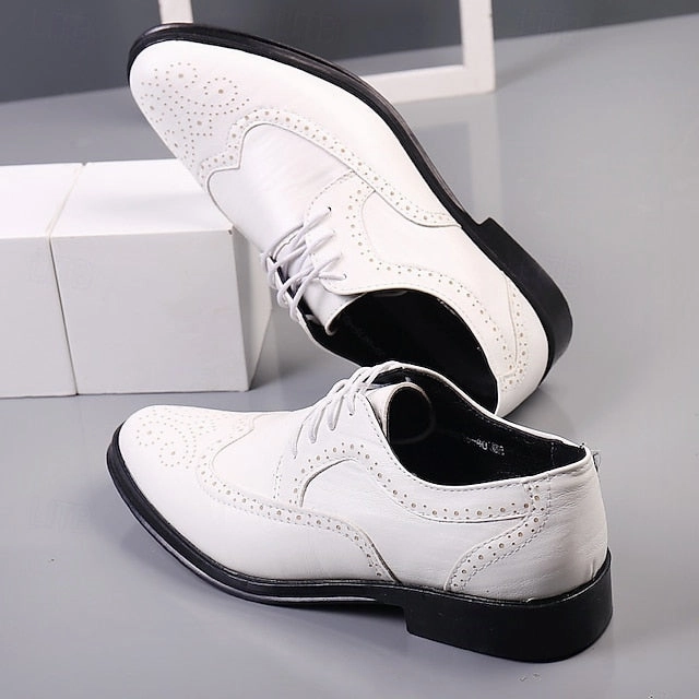 New Balance T500 Black Formal Brogue - Men's Dress White Oxford Shoes Classic