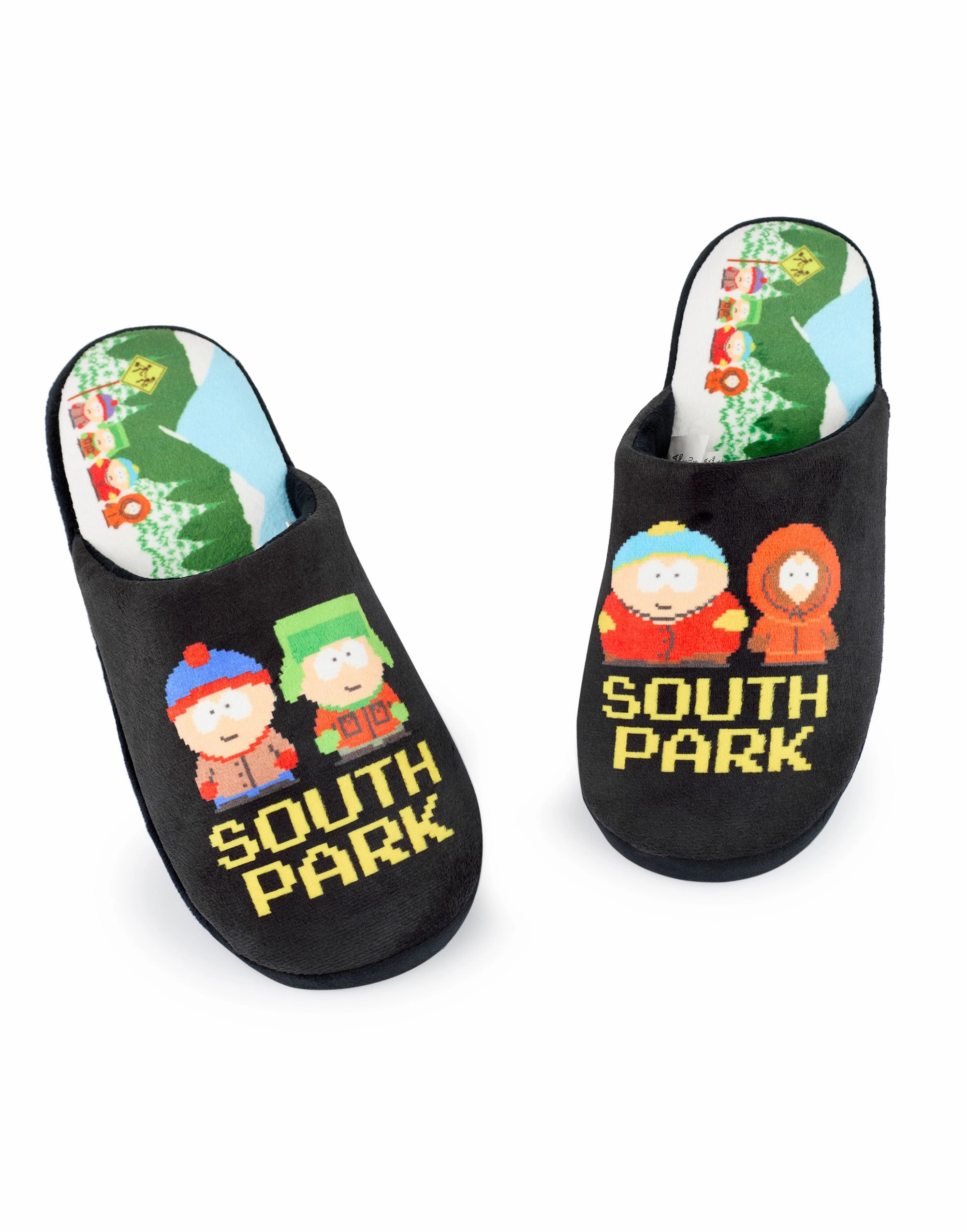 Dock Slides South Park Pixel Scene Mens Black Mule Slippers