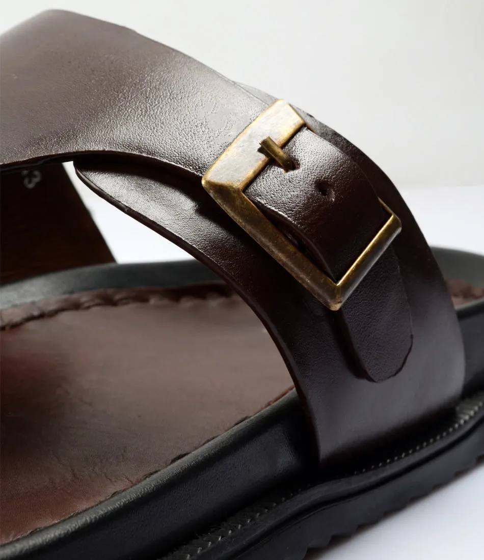 Palermo Leather Slippers - Brown Cat Slippers