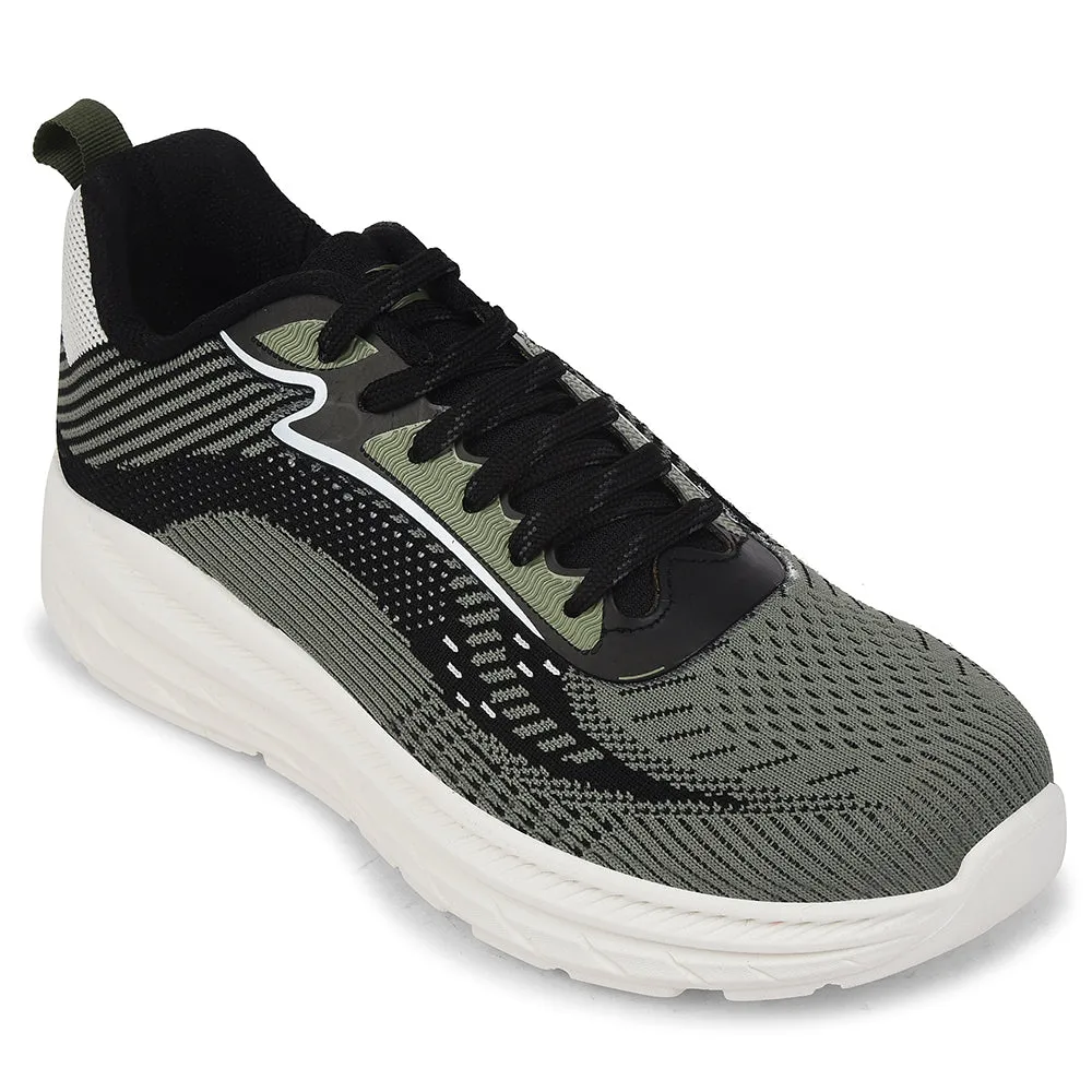 Arch Support Shoes For Running Force 10 Olive Green Sports Lacing Running Shoes For Men MATCHER-8E By Liberty