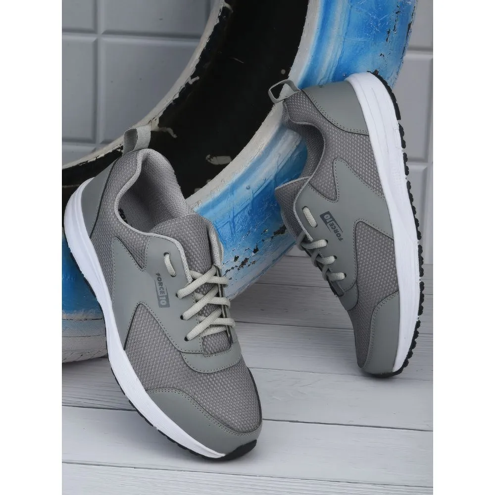 Cushy Running Shoes Force 10 Sports Lacing Shoes For Men (Grey) SPRINT By Liberty