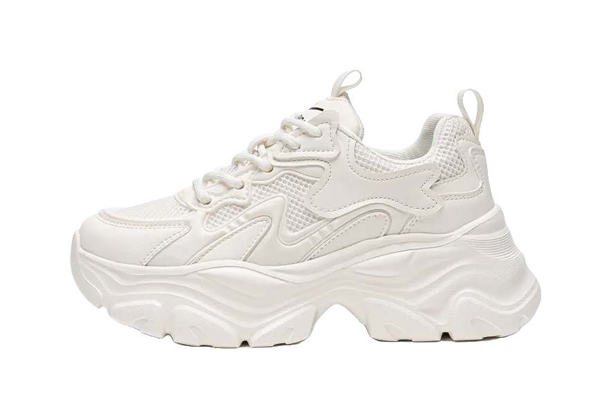 Warrior Abrasion Resistant, Breathable, Lightweight, Height Increasing Low top Chunky Sneakers Women's Beige Casual Elevator Shoes