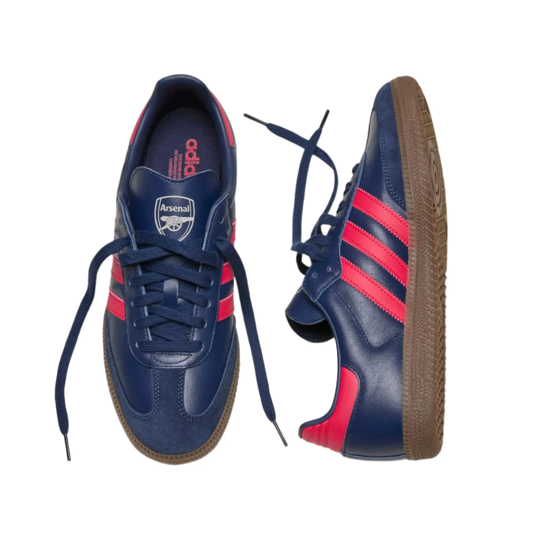 adidas Arsenal Samba Indoor Soccer Shoes (Indigo/Red/Gum) Most Cushioned Soccer Cleats