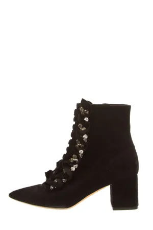 Ds Chelsea Boots Gedebe Black & Crystal Ruffle Detail Boots SZ 39