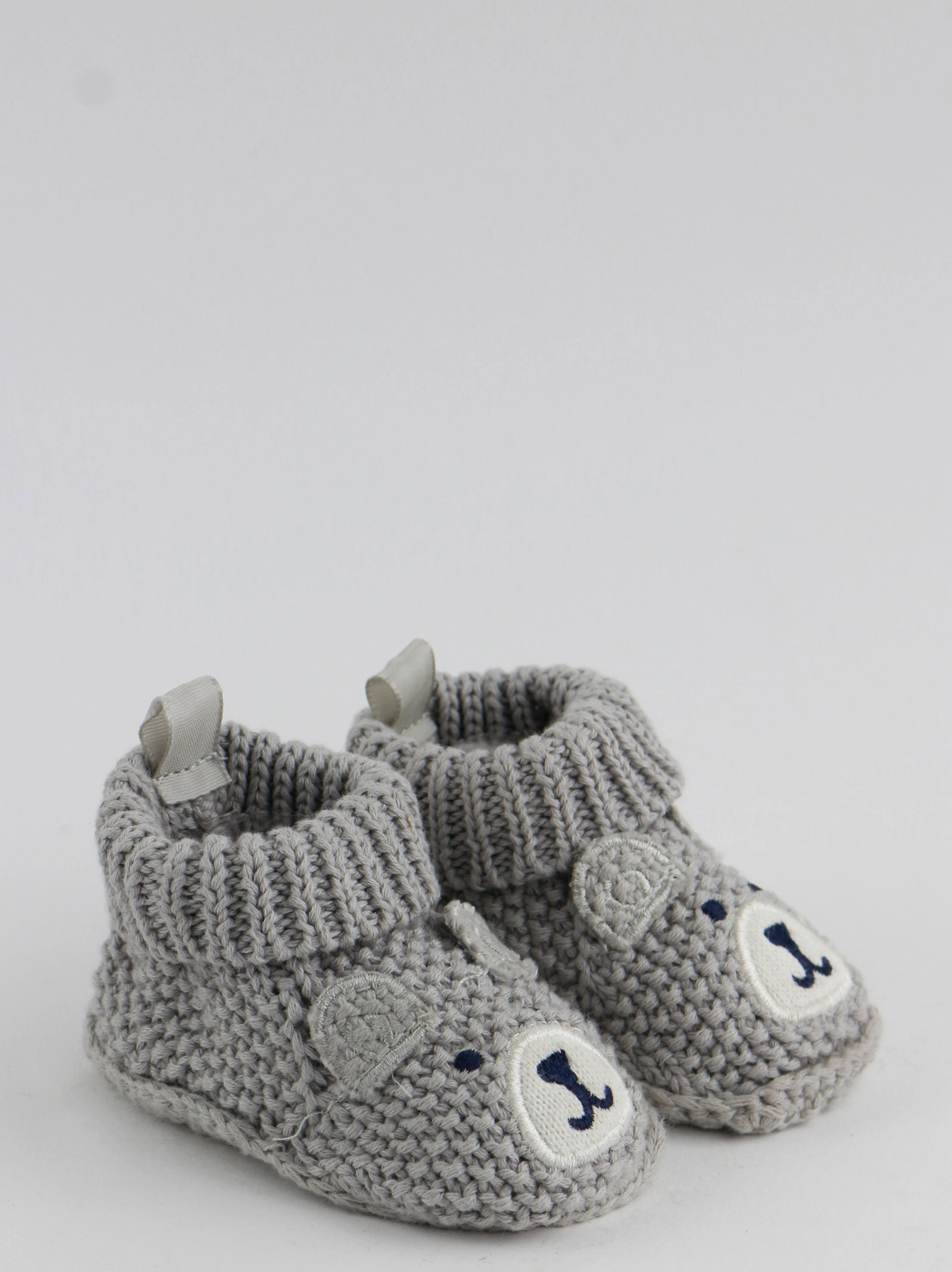 Kids Boy Knitted Bear Slippers,Grey Western Mules And Slides