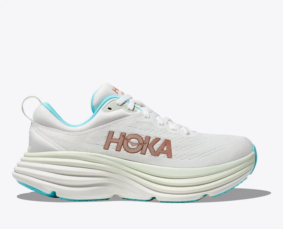 Size Hoka Womens Bondi 8 - Frost/Rose Gold (1127952-FTRS)