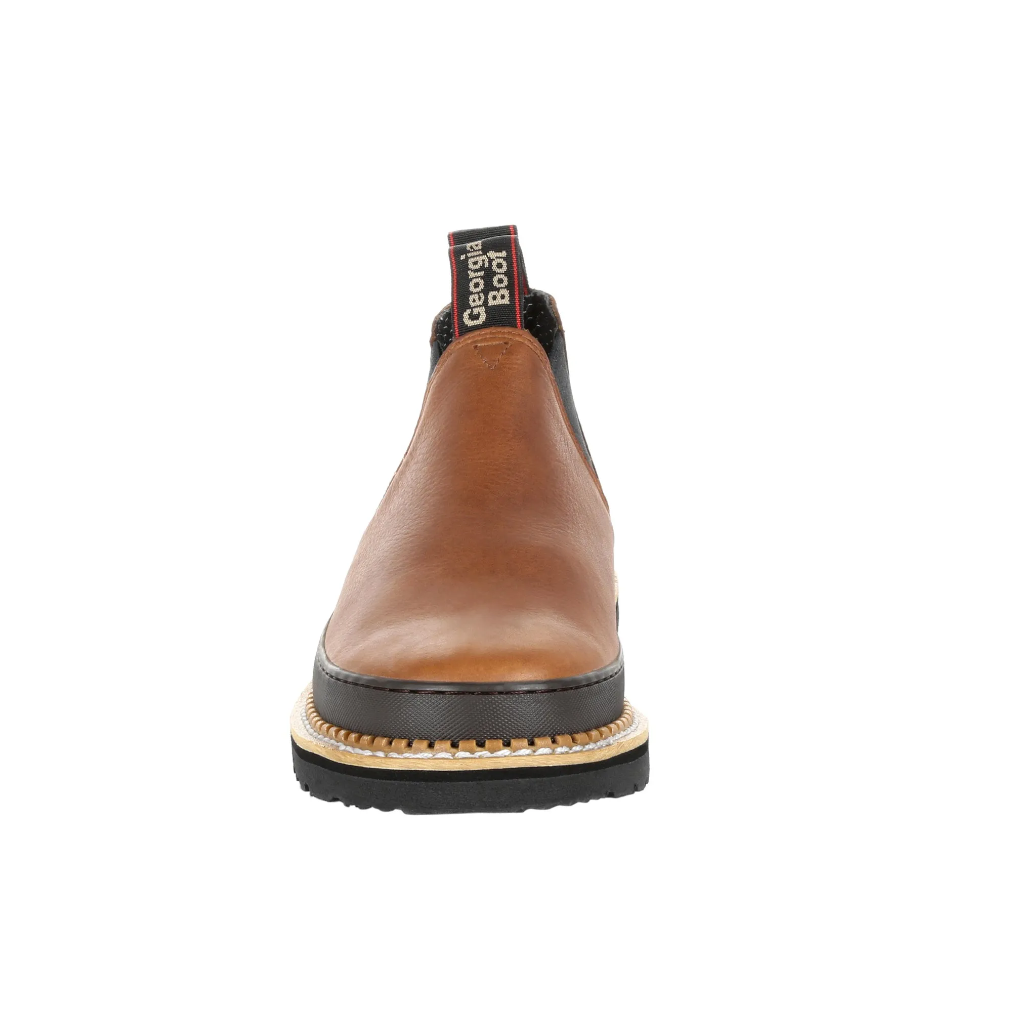 Logging Boots With Spikes Georgia Mens Brown Leather Revamp Romeo Slip-On Shoes