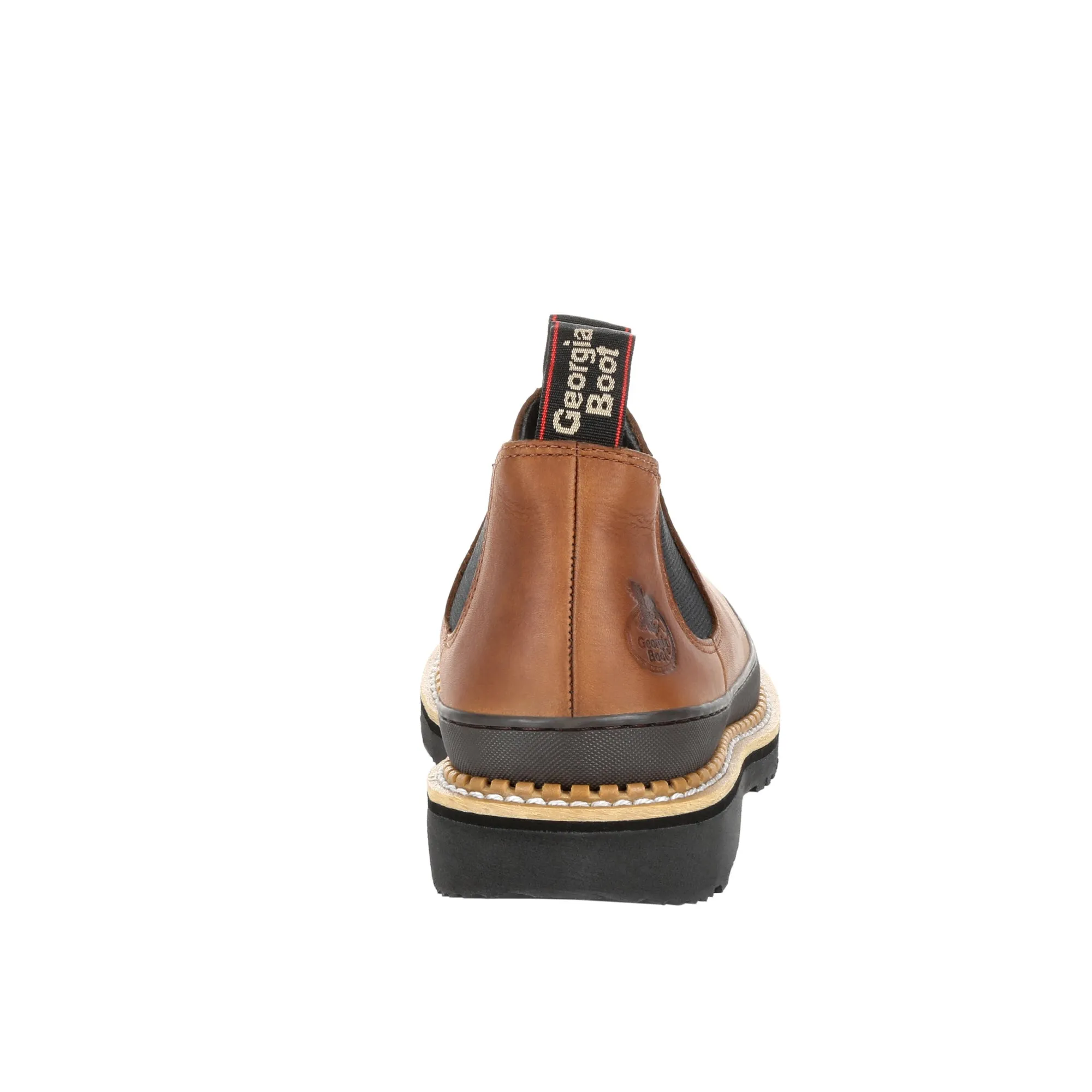 Georgia Mens Brown Leather Revamp Romeo Slip-On Shoes Best Rated Work Boots