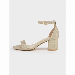 Gold Ankle Heel Sandals with Women's Block Stylish Glitter New Balance 9060s Pink