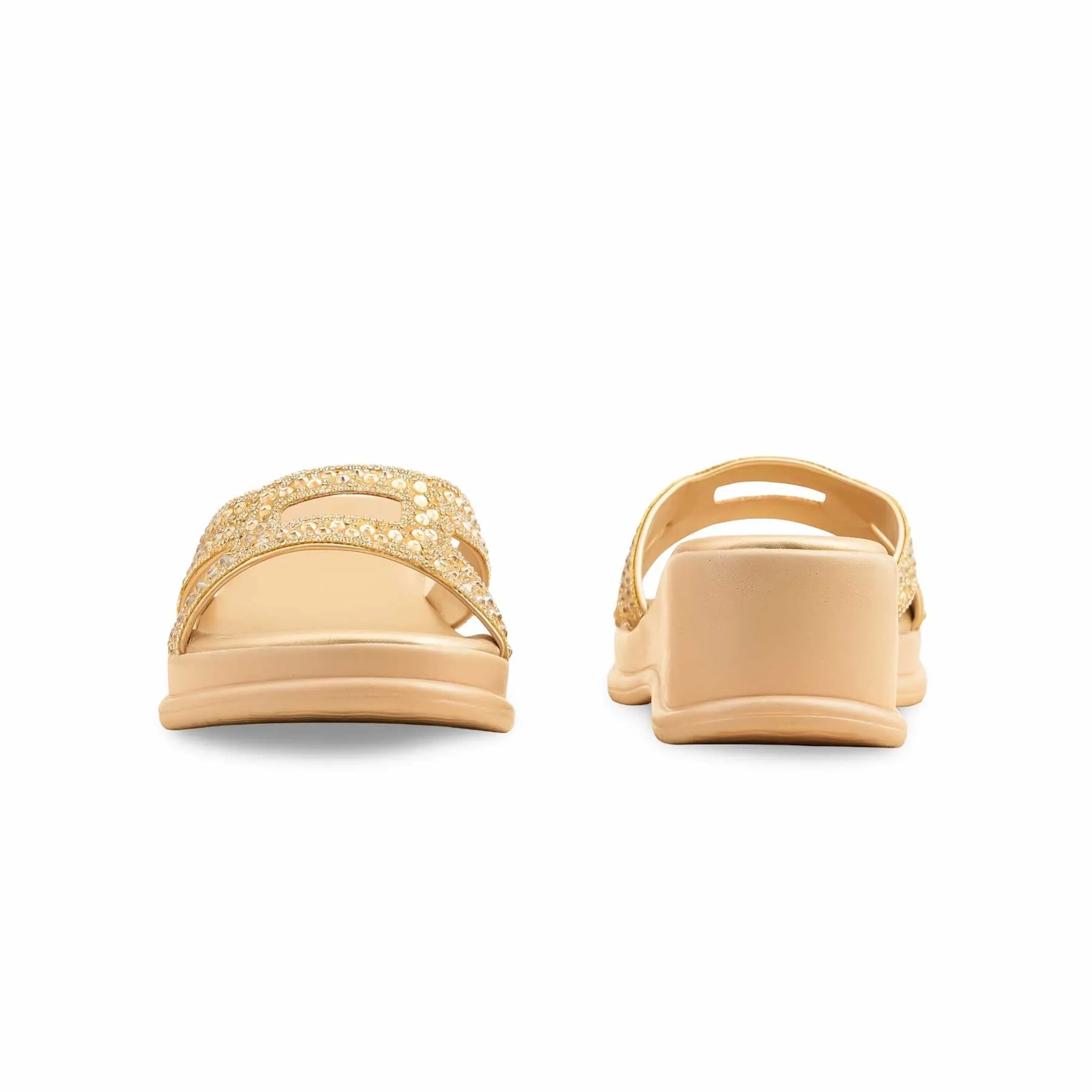 Golden Formal Slipper PU0531 Cute Slides