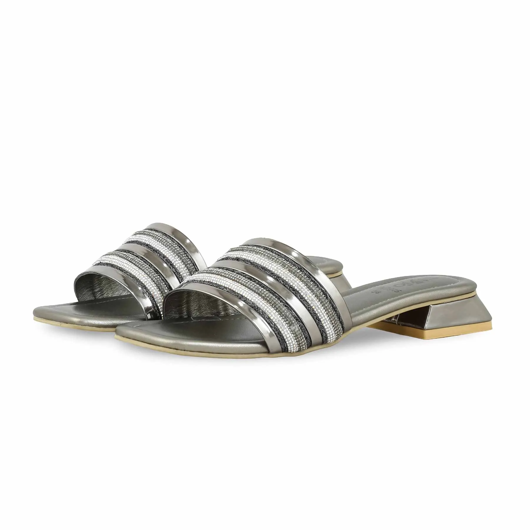 Grey Fancy Slipper FN7946 Shower Slip On Slides