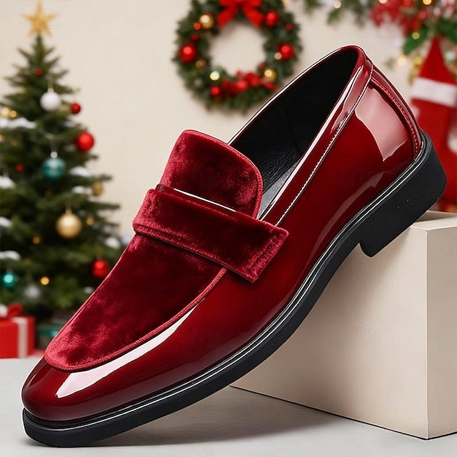 Red Loafers Sleek Leather Men's Velvet with Design Faux  New Balance 530 Sugar Pink