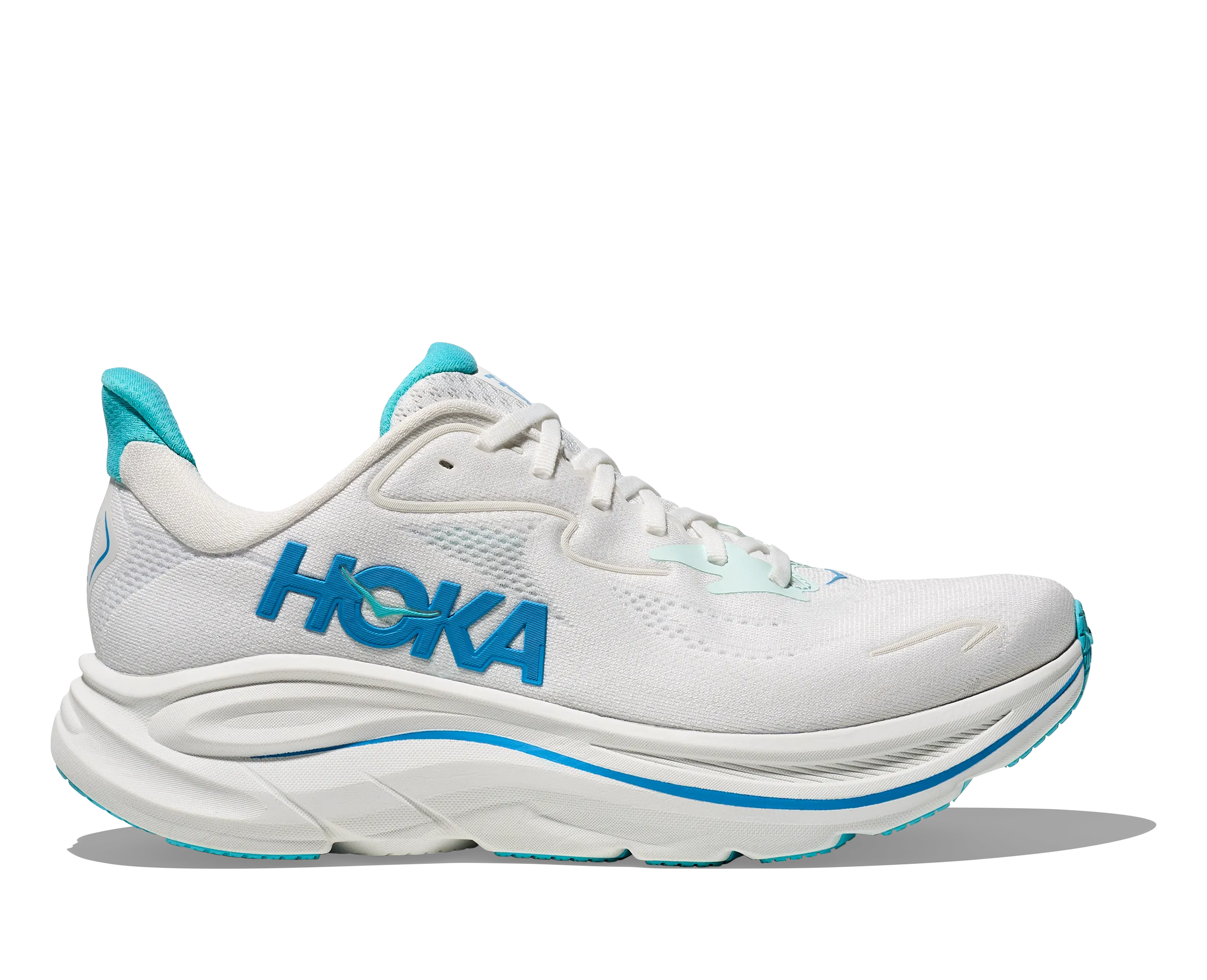 Roshe Run Shoes HOKA Men's Clifton 10 - WHITE / SKYWARD BLUE (Wide)