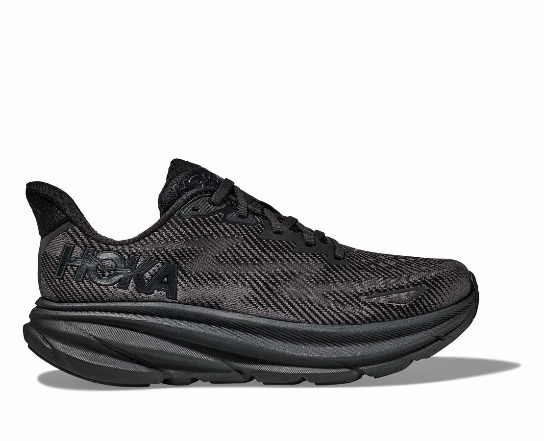 HOKA Men's Clifton 9 - Black/Black Shoes Park Fl