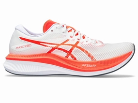 Men's Asics Magic Speed 3, White/Sunrise, 9.5 D Medium Asics Gel Solution Speed 3 Tennis Shoe