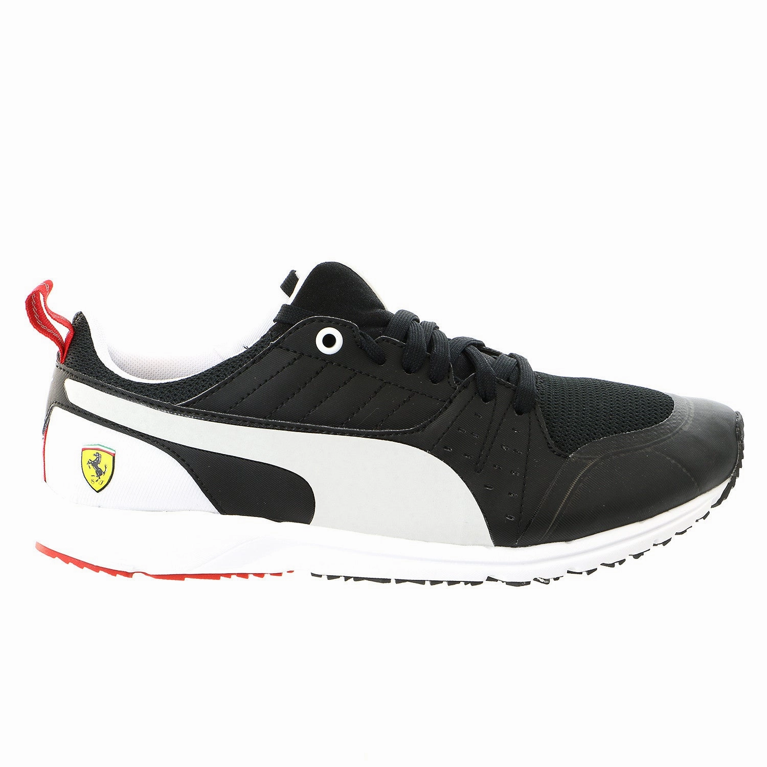 Puma Pitlane Scuderia Ferrari Night Cat Fashion Sneaker Shoe - Black/White - Mens Puma Shoes Vietnam