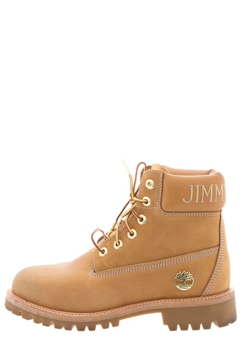 Brown Heeled Boots Jimmy Choo x Timberland Wheat NUBUCK Glitter Detail Boots SZ 8.5