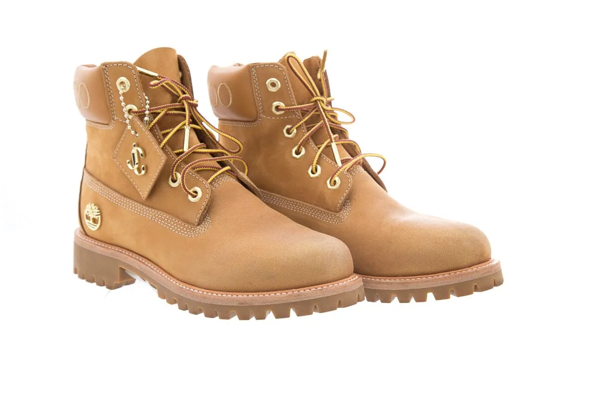 Jimmy Choo x Timberland Wheat NUBUCK Glitter Detail Boots SZ 8.5 Waterproof Slip On Boots