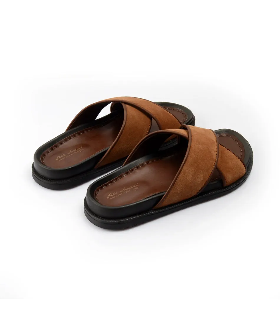 Milano Leather Slippers - Beige Suede Boot Slippers