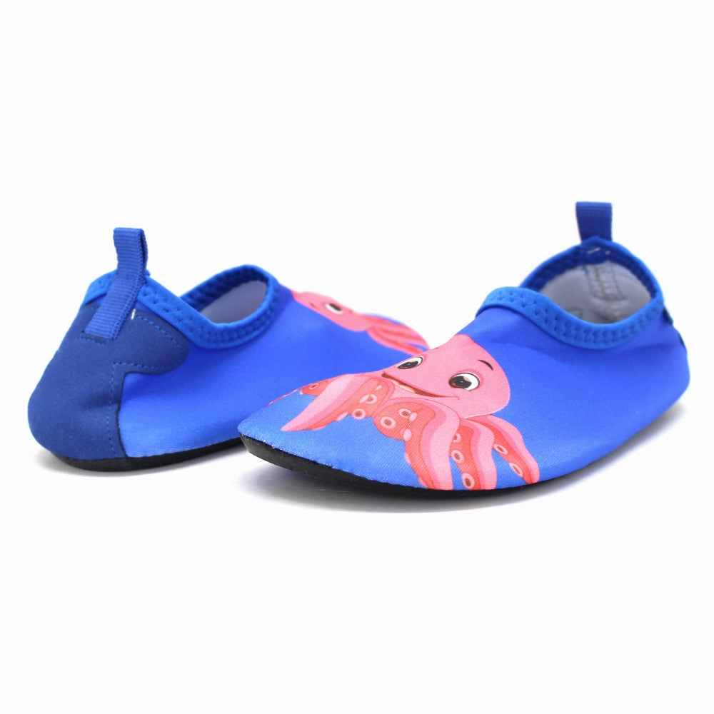 Kid's Girl Graphic Print Water Shoes,Blue Crochet Easy Slippers