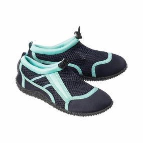 Kids Girl Beach & Water Shoes,Navy/Aqua Grippy Slippers