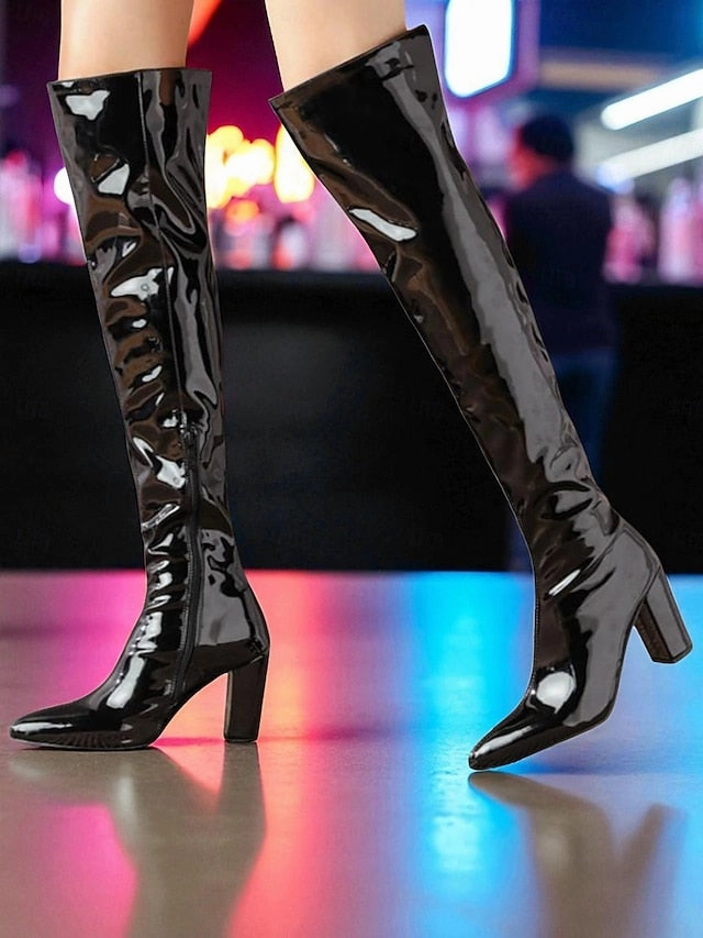 Knee the Leather Over Women's Red Patent Boots