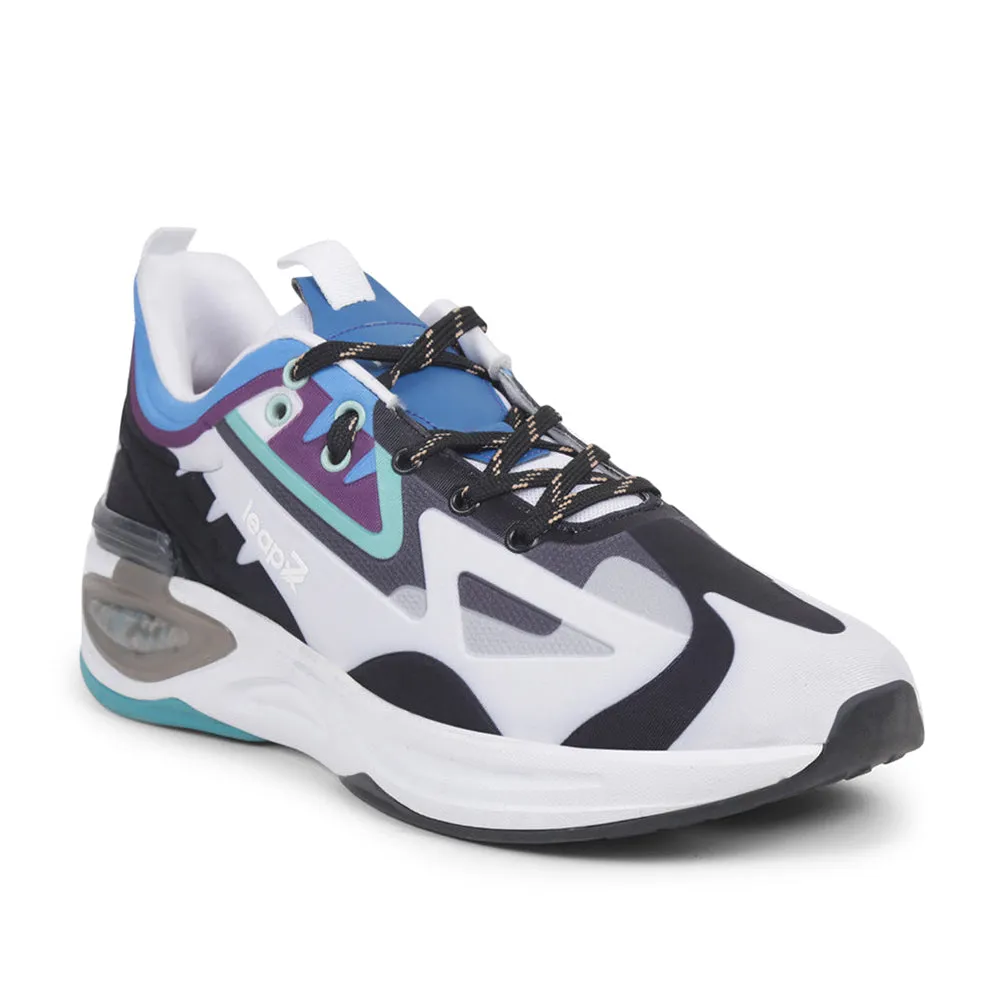 Leap7x White Sports Lacing Running Shoes For Men HANOVER-1 By Liberty Cartoon Shoes Running