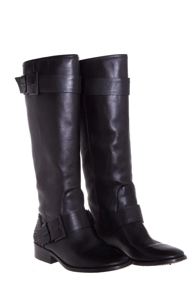 Vince Camuto Wide Calf Boots Brian Atwood Black Knee Length Embellished Boots SZ 7