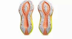 Deals On Asics Running Shoes Asics Womens Novablast 4- Paris Edition Cool Matcha/Safety Yellow (1012B510-750)