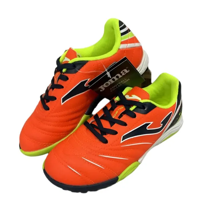 Joma Toledo JR 608 Indoor Youth Soccer Shoes - Orange/Navy Soccer Training Cleats