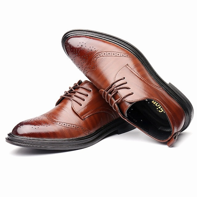 Shoes Dress Leather Brogue Men's Classic Brown  Faux