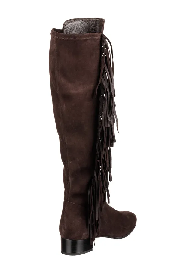 Br Fringe Brown Stiletto Western Boots